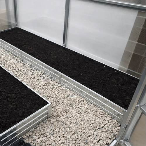 Bac de culture en acier galvanisé pour serre de jardin en polycarbonate AtmoSerre