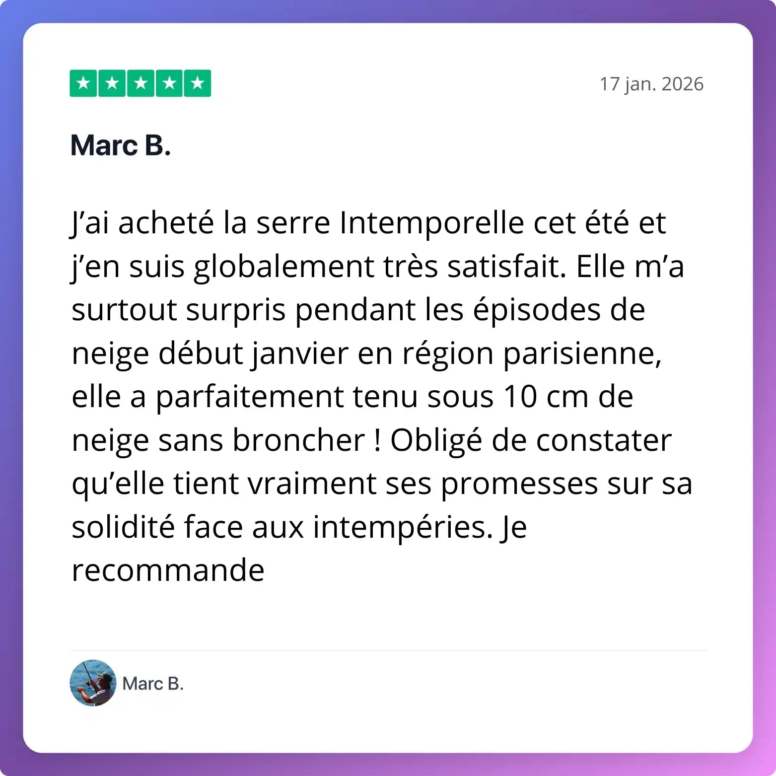 Serre l'intemporelle qui resiste à 10cm de neige