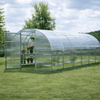 serre jardin polycarbonate L'Intemporelle (18m²) en 6mm vue extérieure résistance neige hiver - AtmoSerre