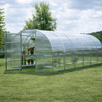 serre jardin polycarbonate L'Intemporelle (18m²) en 6mm vue extérieure résistance neige hiver - AtmoSerre