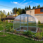 serre de jardin tunnel polycarbonate L'intemporelle (12m²) en 6mm vue extérieure - AtmoSerre