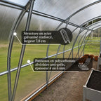 serre de jardin tunnel polycarbonate L'intemporelle (12m²) en 6mm vue extérieure - AtmoSerre